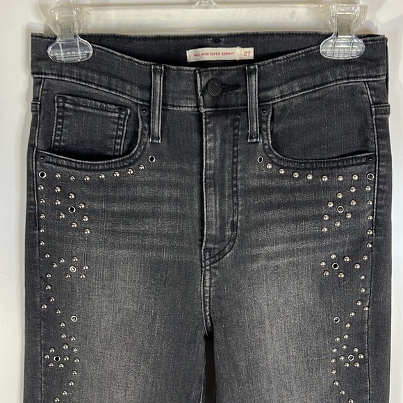 LEVI’S mile high super skinny dark gray studded jeans - Picture 7 of 14